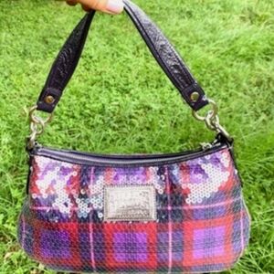 Limited-Edition Coach Poppy Tartan Plaid Small Sequined Shoulder Bag - MSRP $298